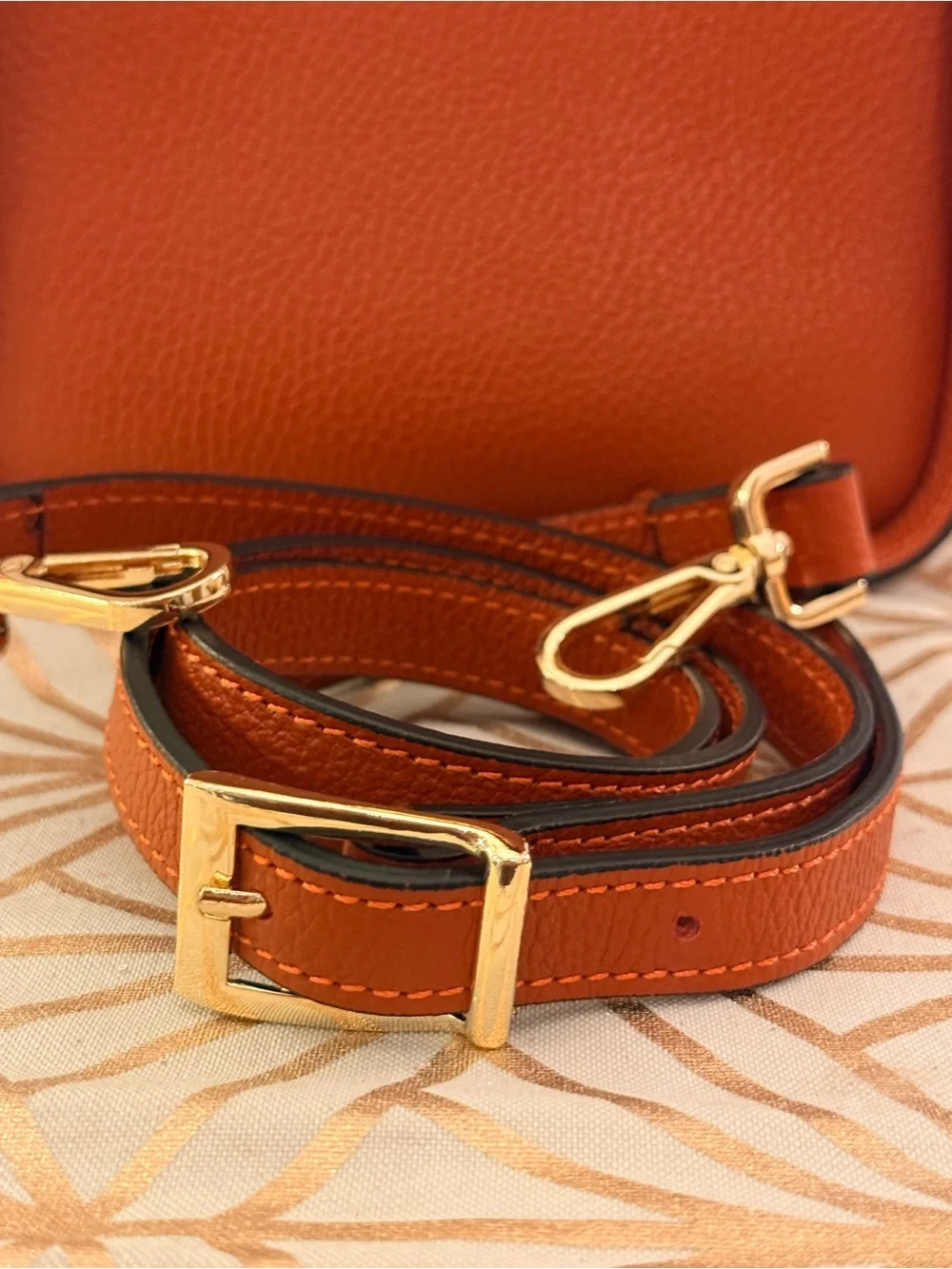 Leather Shoulder Bag in Rustic Orange